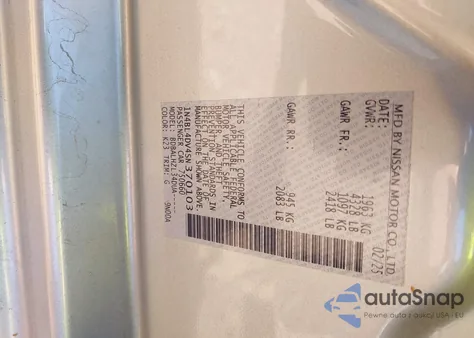 2025 Nissan Altima Sv Fwd z USA, uszkodzony, nr VIN 1N4BL4DV4SN370103